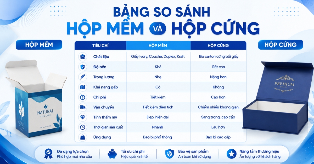 Bảng so sánh hộp mềm và hộp cứng