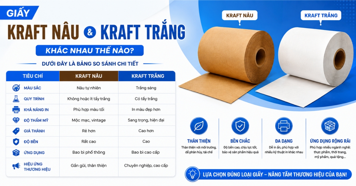 so sánh kraft trắng và kraft nâu