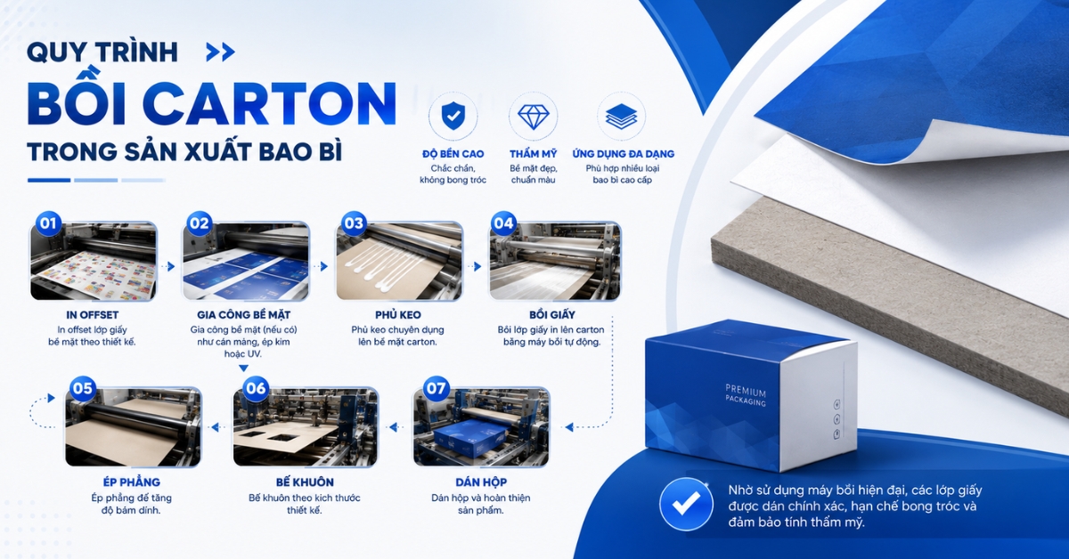 Quy trình bồi carton trong bao bì