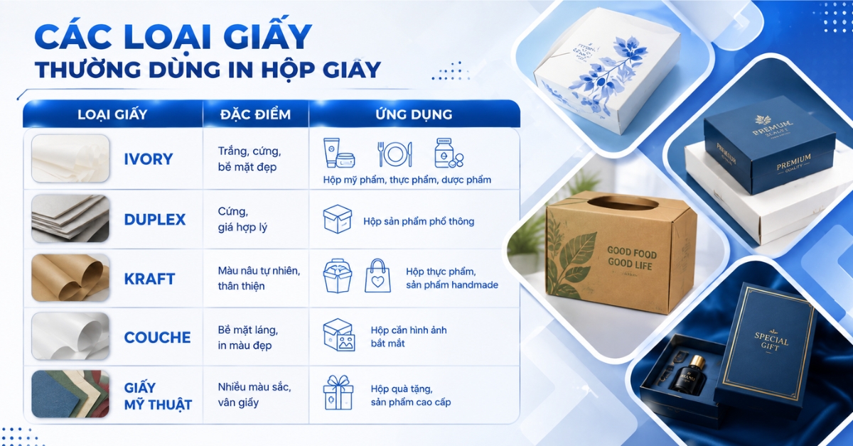 các loại giấy thường dùng in hộp giấy