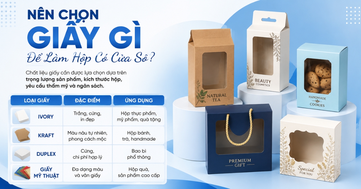 nên chọn giấy gì để làm hộp có cửa sổ