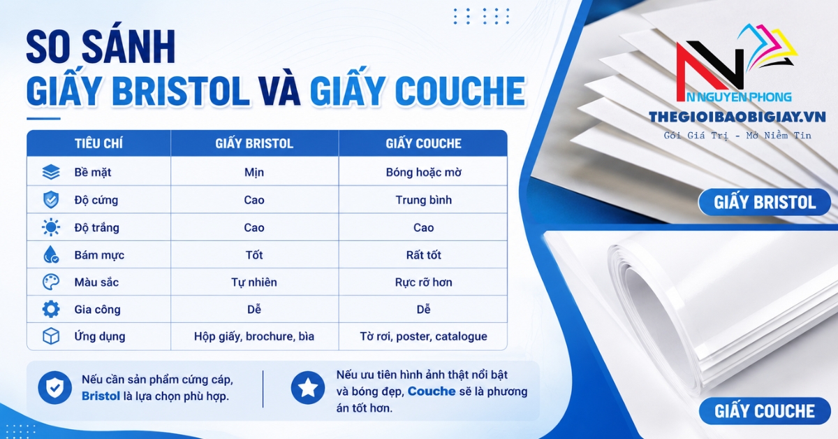 So sánh giấy bristol và giấy couche