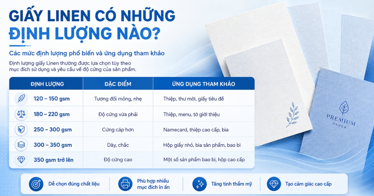 Giấy Linen có những định lượng nào